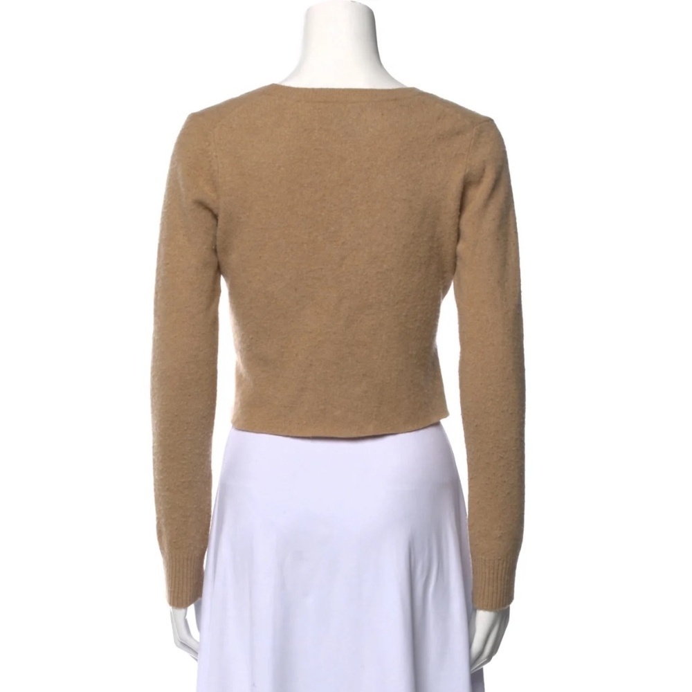 Reformation Knit Long Sleeve V-Neck Cropped Top in Tan One Size - Picture 8 of 9